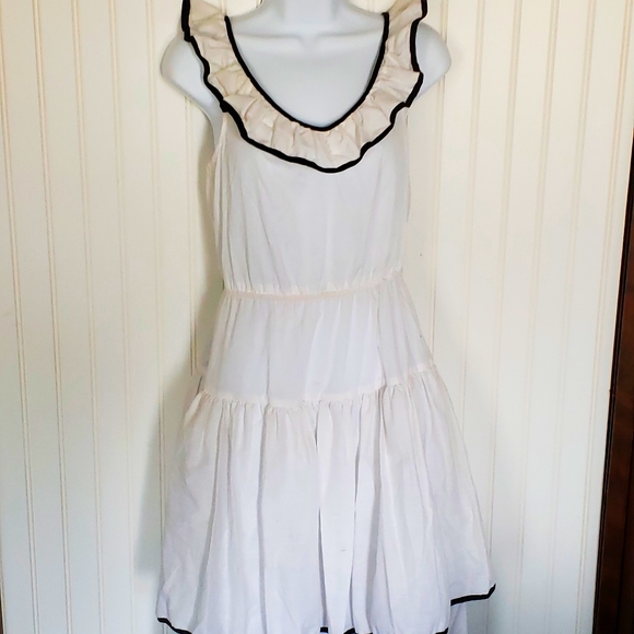 Vintage Dresses & Skirts - Vintage 70's ruffled white flared prairie dress